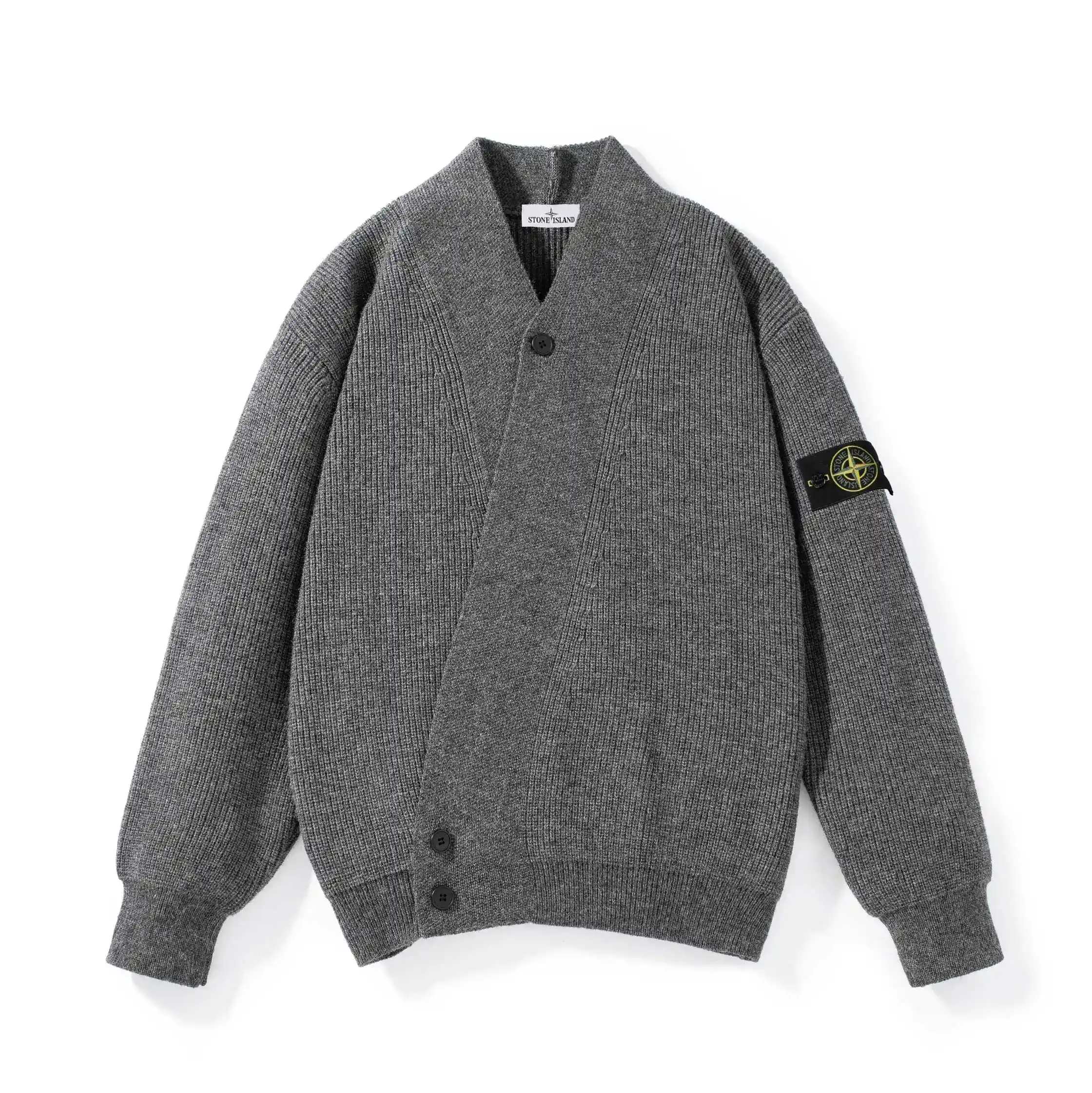 Stone Island Grey Knitted Cardigan