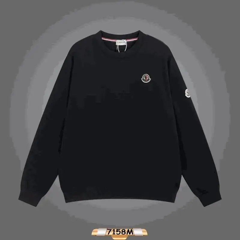 Moncler Men's Black Crewneck Sweatshirt with Patch Detail