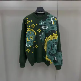 Green Pixel Art Pattern Sweater