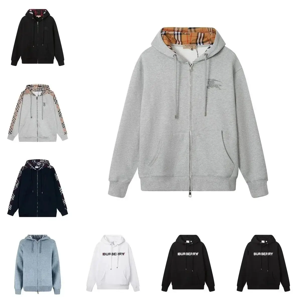 Burberry Check Lined Zip-Up Hoodie [14 styles]