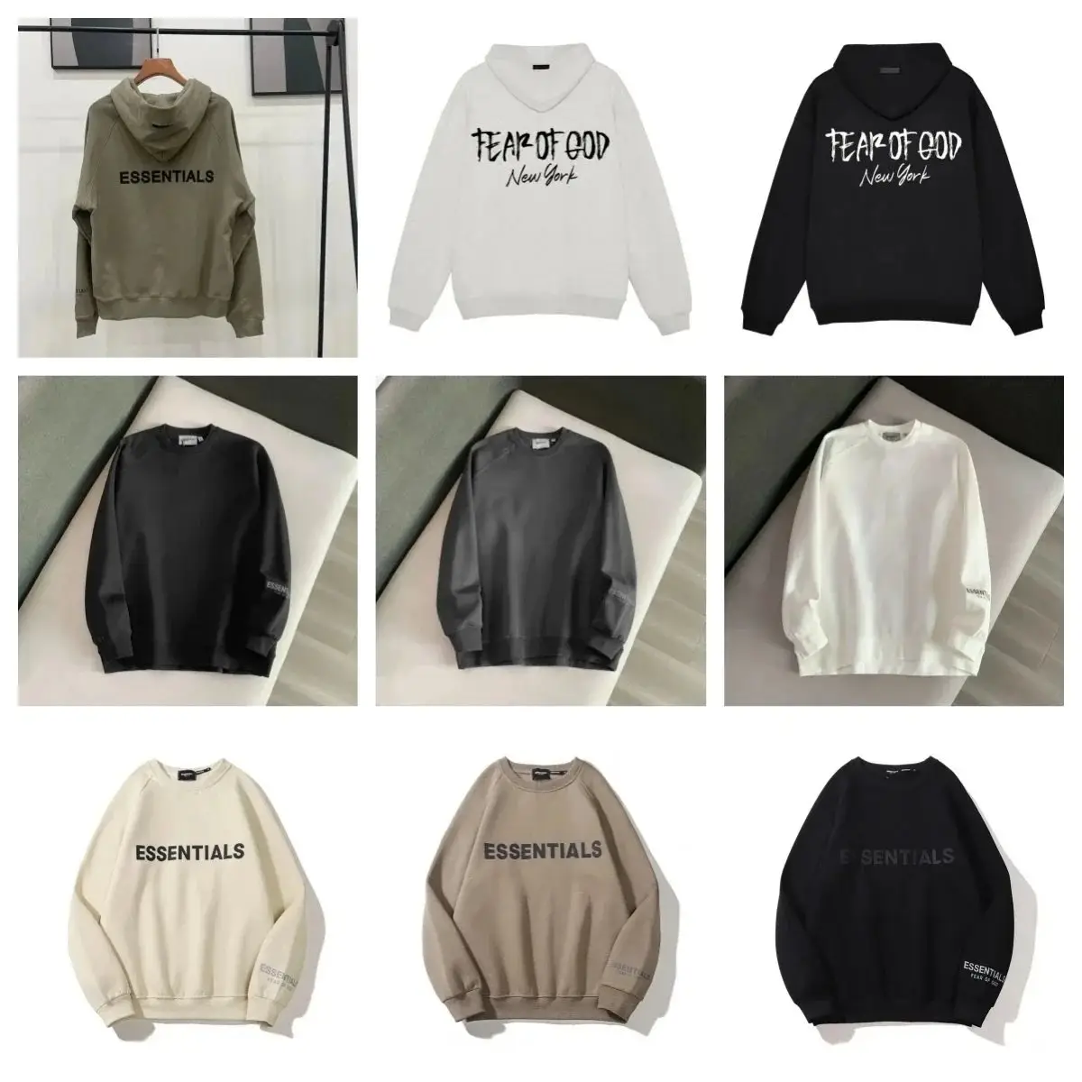 Fear of God Essentials Black Crewneck Sweatshirt - Unisex Fashion Streetwear