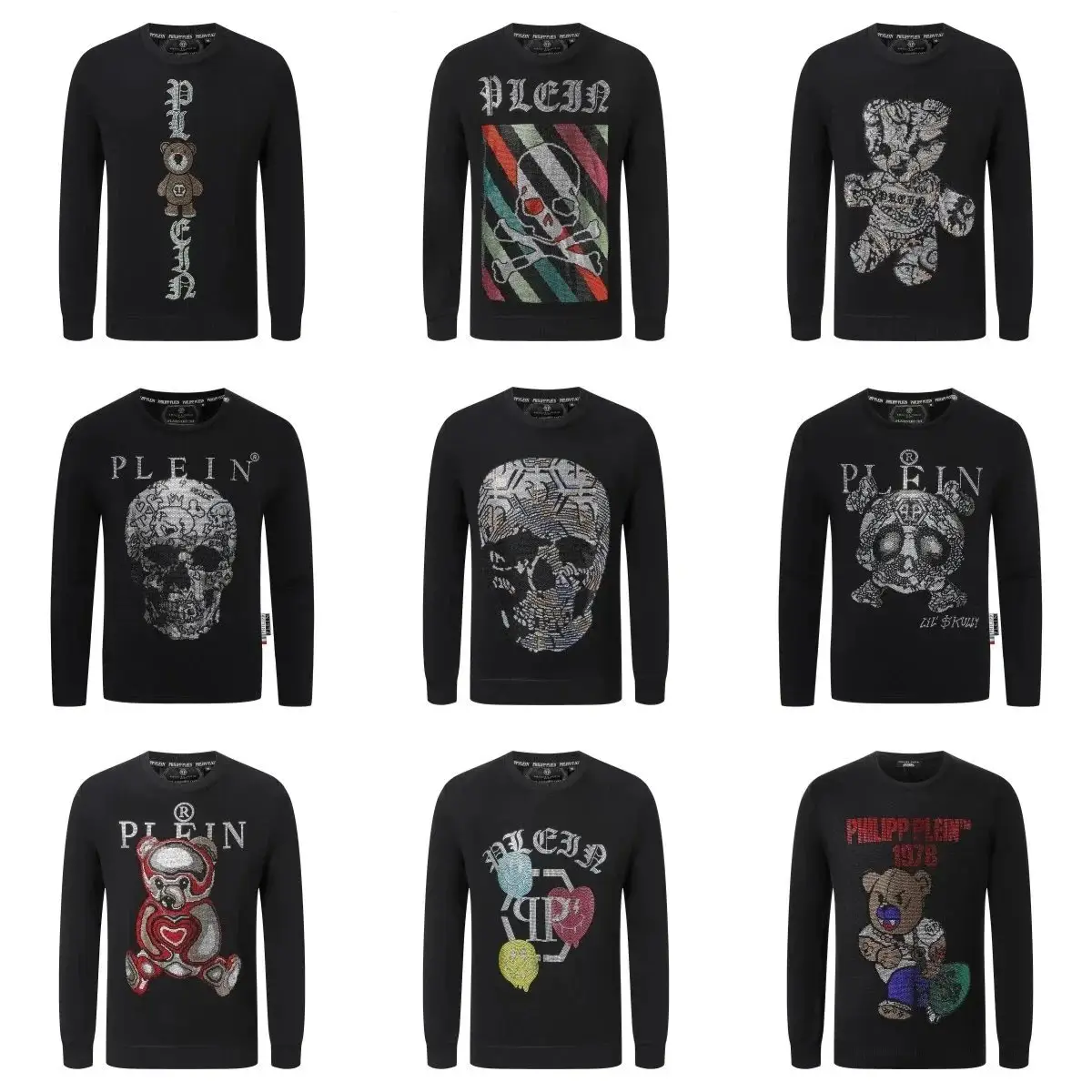Philipp Plein Skull & Teddy Bear Embellished Sweaters [30 styles]