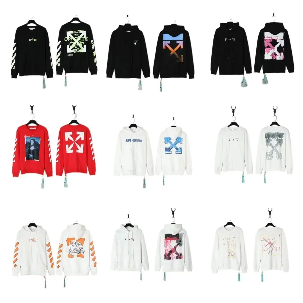 Off-White Black Long Sleeve T-Shirt with Pink Arrows - Fashionable Streetwear