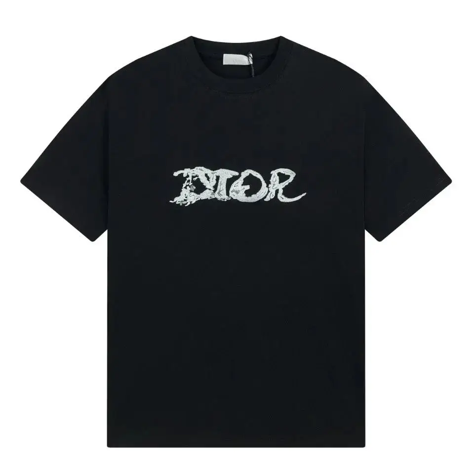 Dior Men's Black T-Shirt with Embroidered Design