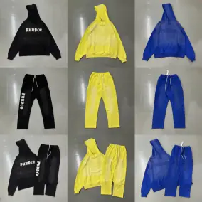 Purple Tracksuits [Hoodie + Pants Set] in Black