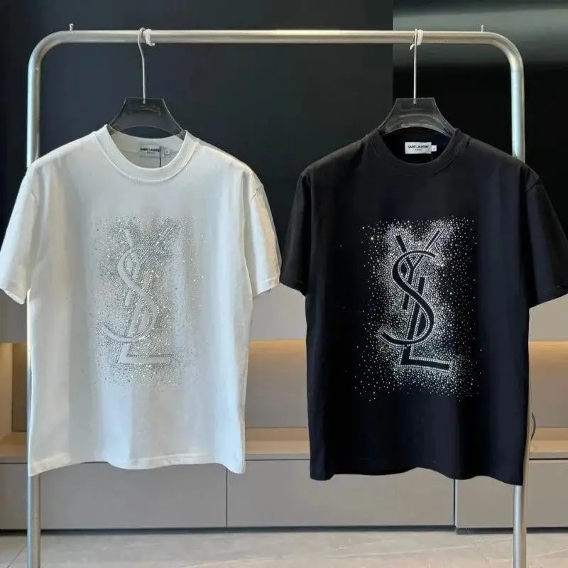 YSL Monogram Crystal Embellished T-Shirt [8 styles]