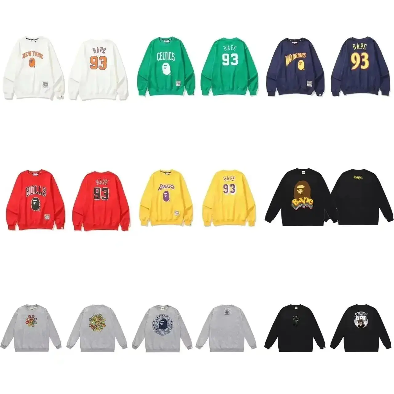 Bape College Style Round Neck Pullover Sweatshirt [17 styles]