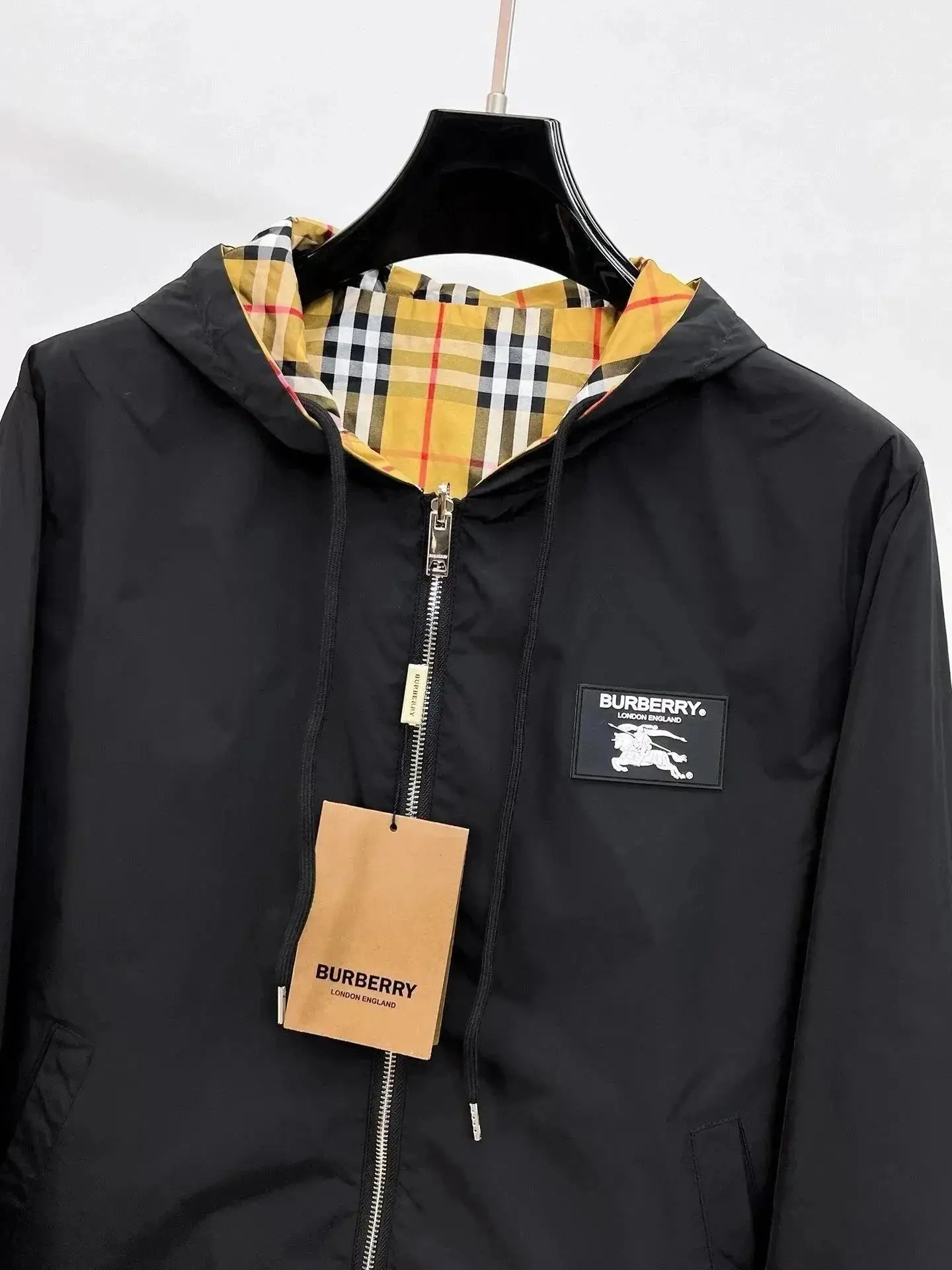 Burberry Check Lined Hooded Jacket