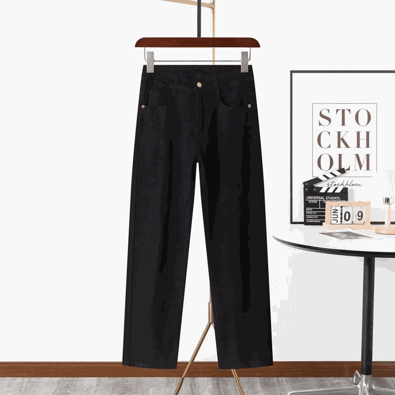 Black Straight-Leg Pants