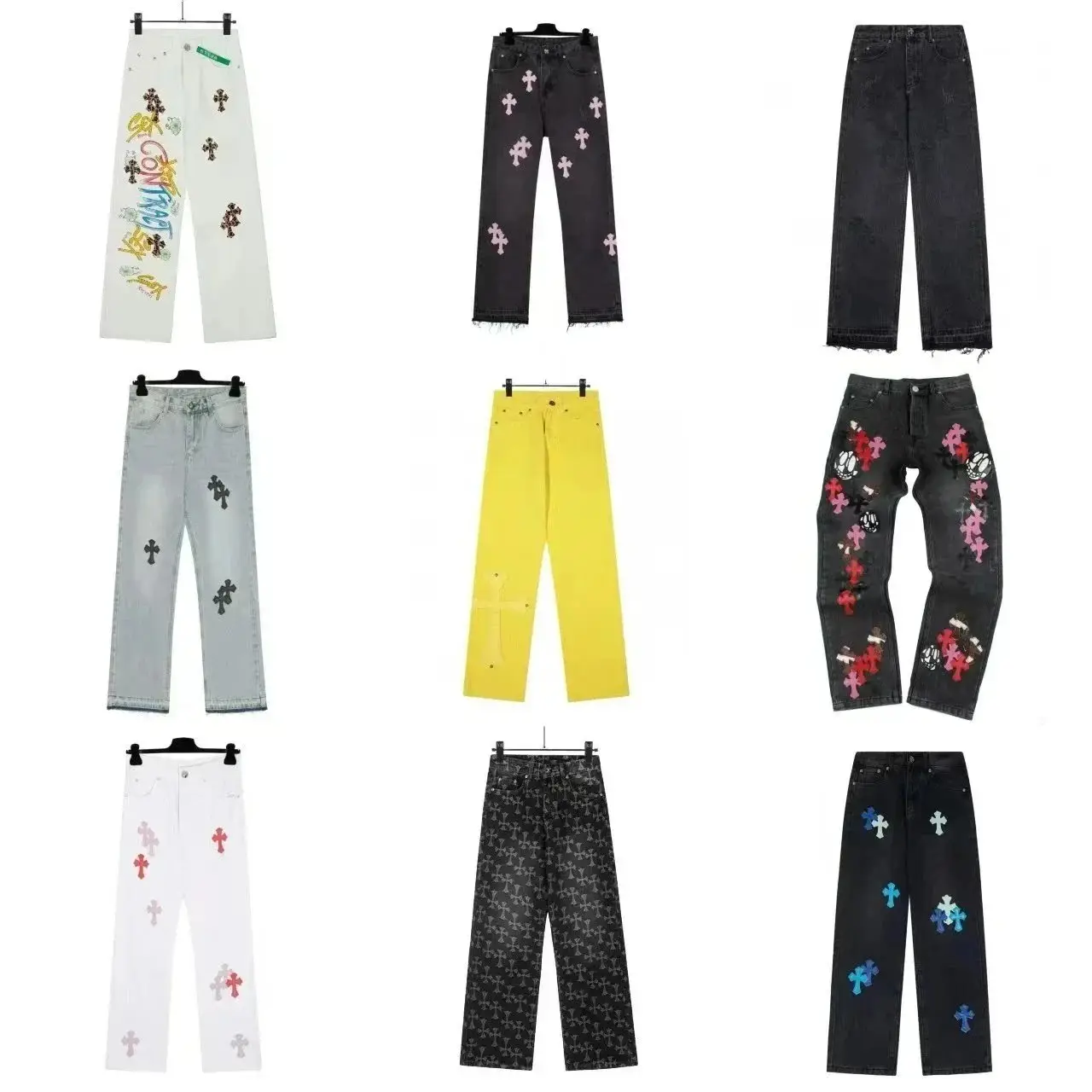 Chrome Hearts Cross Print Jeans