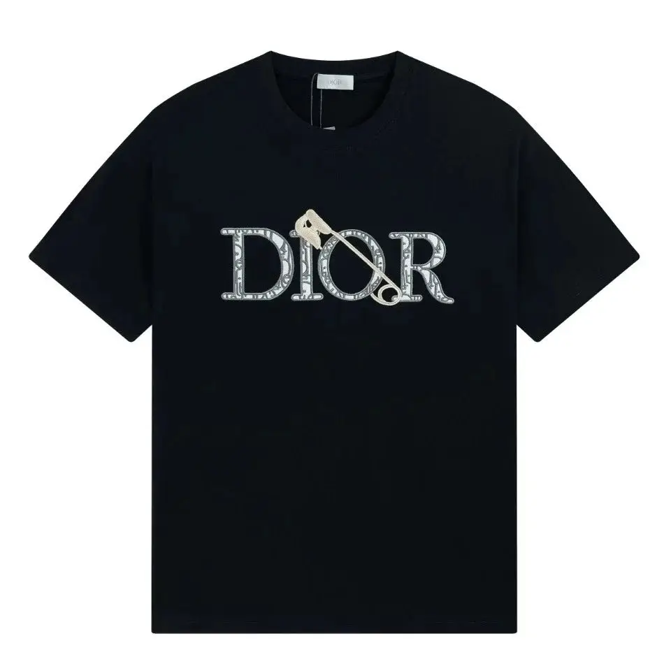 Dior Men's Black T-Shirt with Embroidered Detail