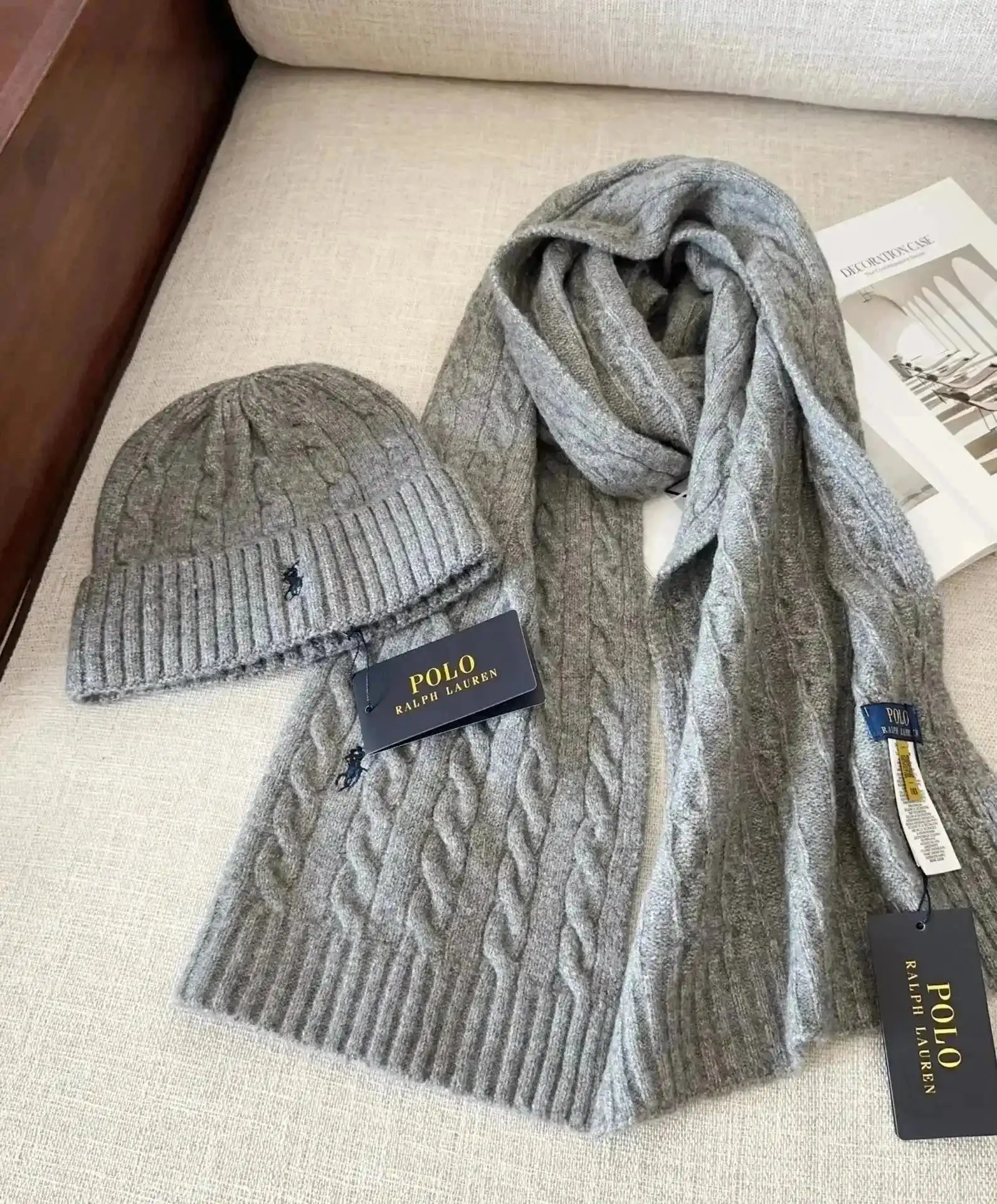 Polo Ralph Lauren Cable Knit Scarf & Beanie Set [38 styles]