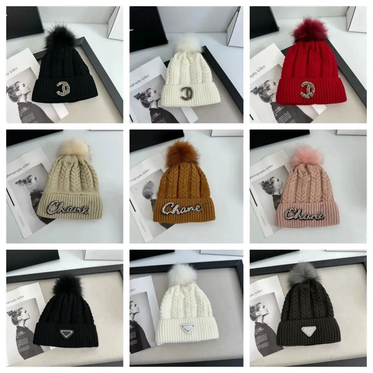 Cable Knit Beanie with Pom-Pom [40 styles]