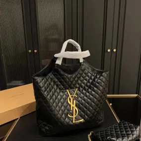 YSL Lcare Shopping Bag with Quilted Stitching