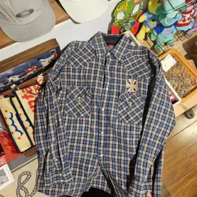 Washed Blue Plaid Shirt