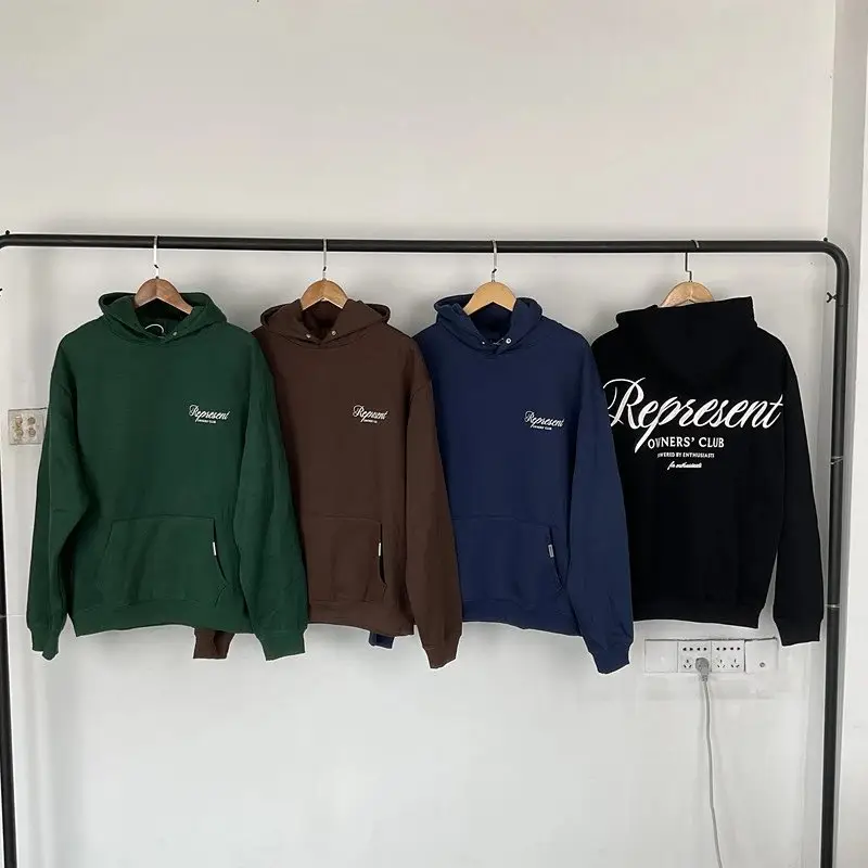 Represent Letter-Print Relaxed-Fit Hoodie